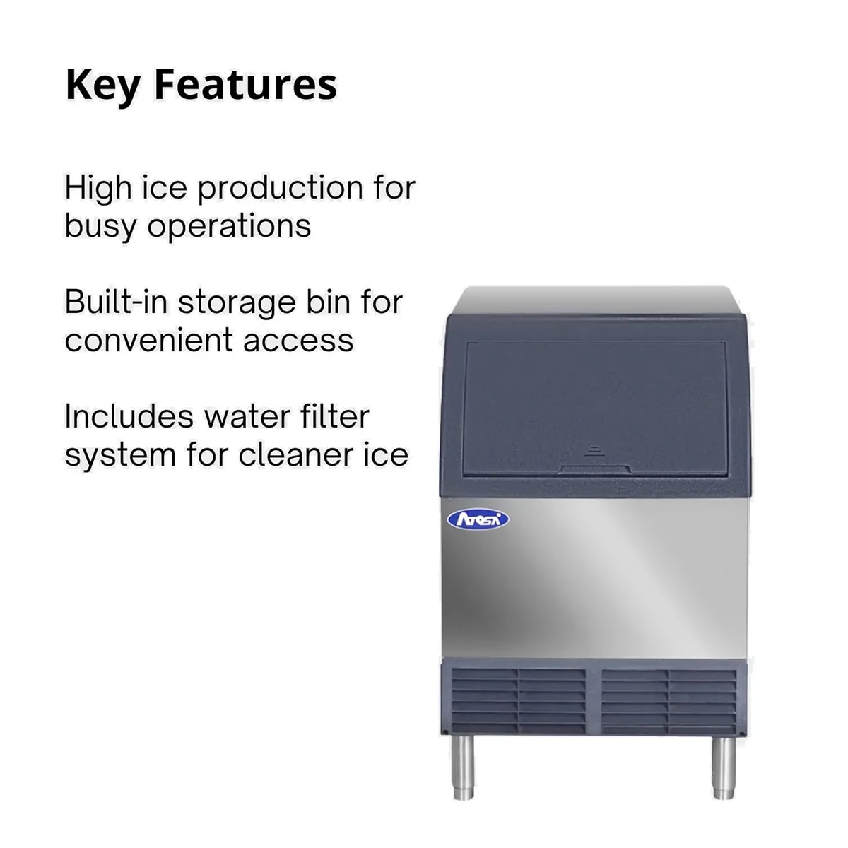 Atosa USA YR280-AP-161 24“ Air Cooled Half Cube 283 lb Undercounter Ice Machine with 88 lb Bin