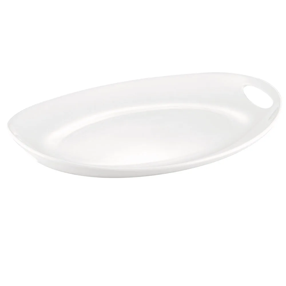 CACChina MX-OT14 Porcelain Tray, 14-3/8" L x 10-1/8" W x 1-3/4" H, Deep Rim, White - Dozen