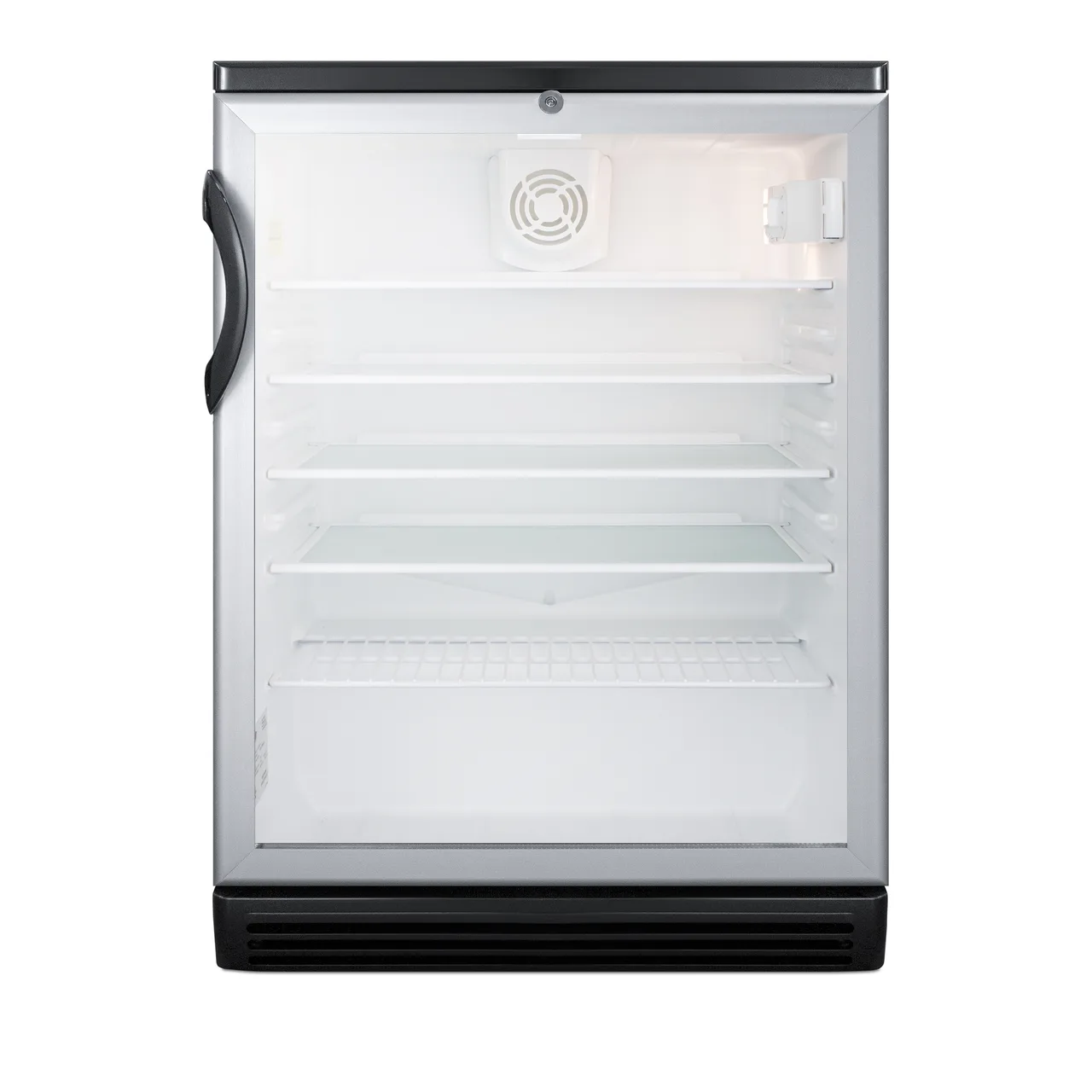 Summit SCR600BGL - 5.5 cu ft Merchandiser Refrigerator, Black Finish, Door with Keyed Lock, R600a, 115V
