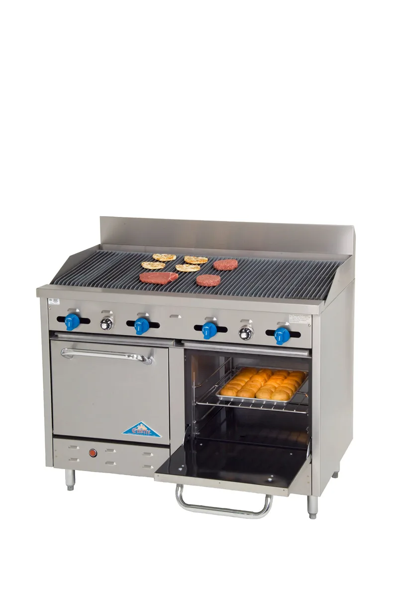 Comstock-Castle F3218-4RB 48" Gas Restaurant Range w/ 48" Full Charbroiler, (2) Space Saver Ovens, 180.000 BTU