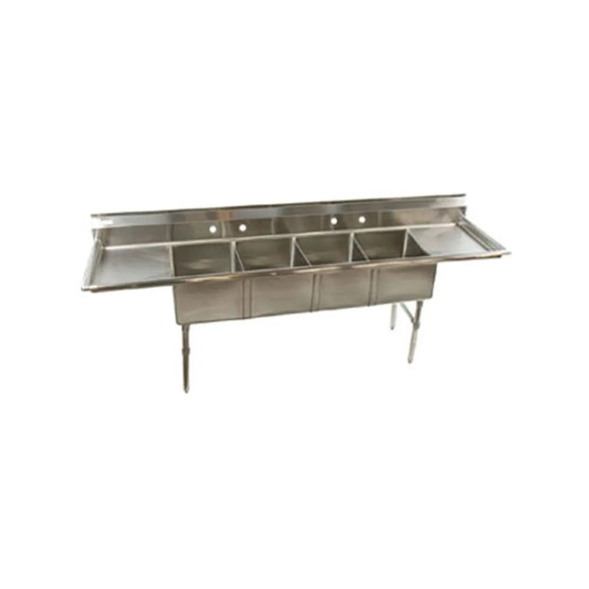 Klinger's Trading ECS42D 100" Four Compartment Sink, 16"W x 20"L Bowl With 2 Drainboards