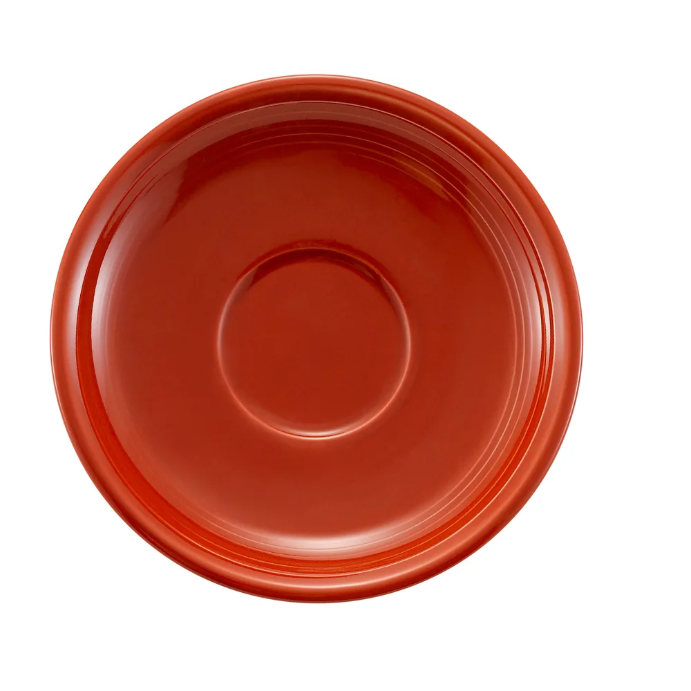 CAC China TG-2-R Tango Saucer, 6" Dia x 0.875" H, Embossed Porcelain, Red, Dishwasher Safe - 1 Dozen