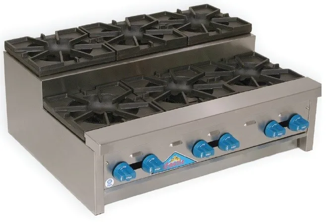 Comstock-Castle SUFHP36 36" Countertop Step-Up Gas Hotplate with (6) Burners, Manual Controls, 144.000 BTU