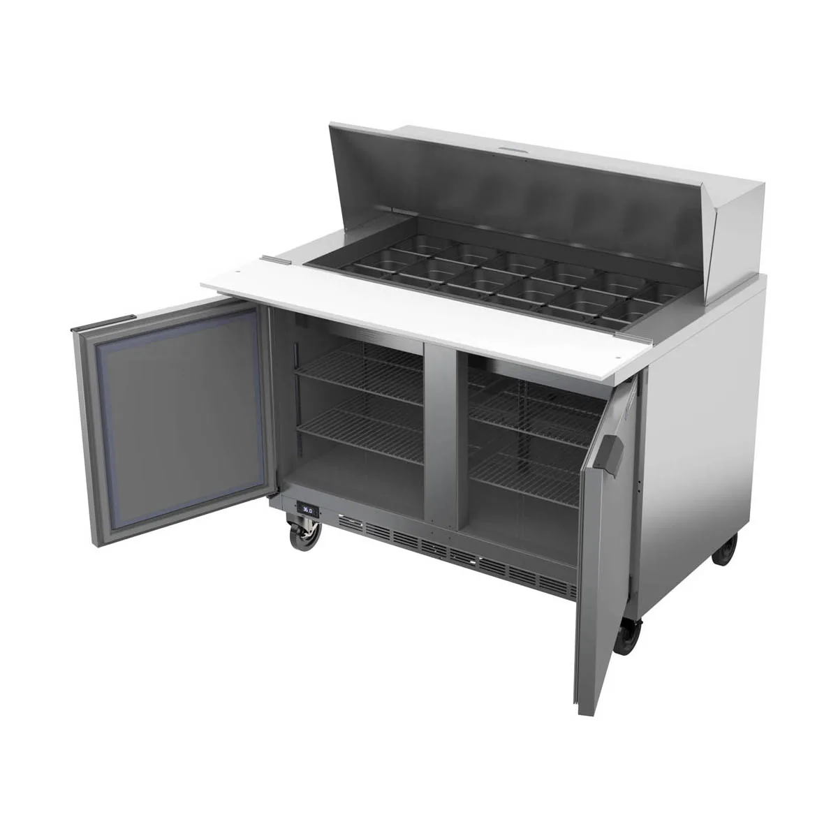 Beverage Air SPE48HC-18M 48" Mega Top Sandwich/Salad Prep Table w/ 2 Doors, 18 Pans, 13 cu. ft.