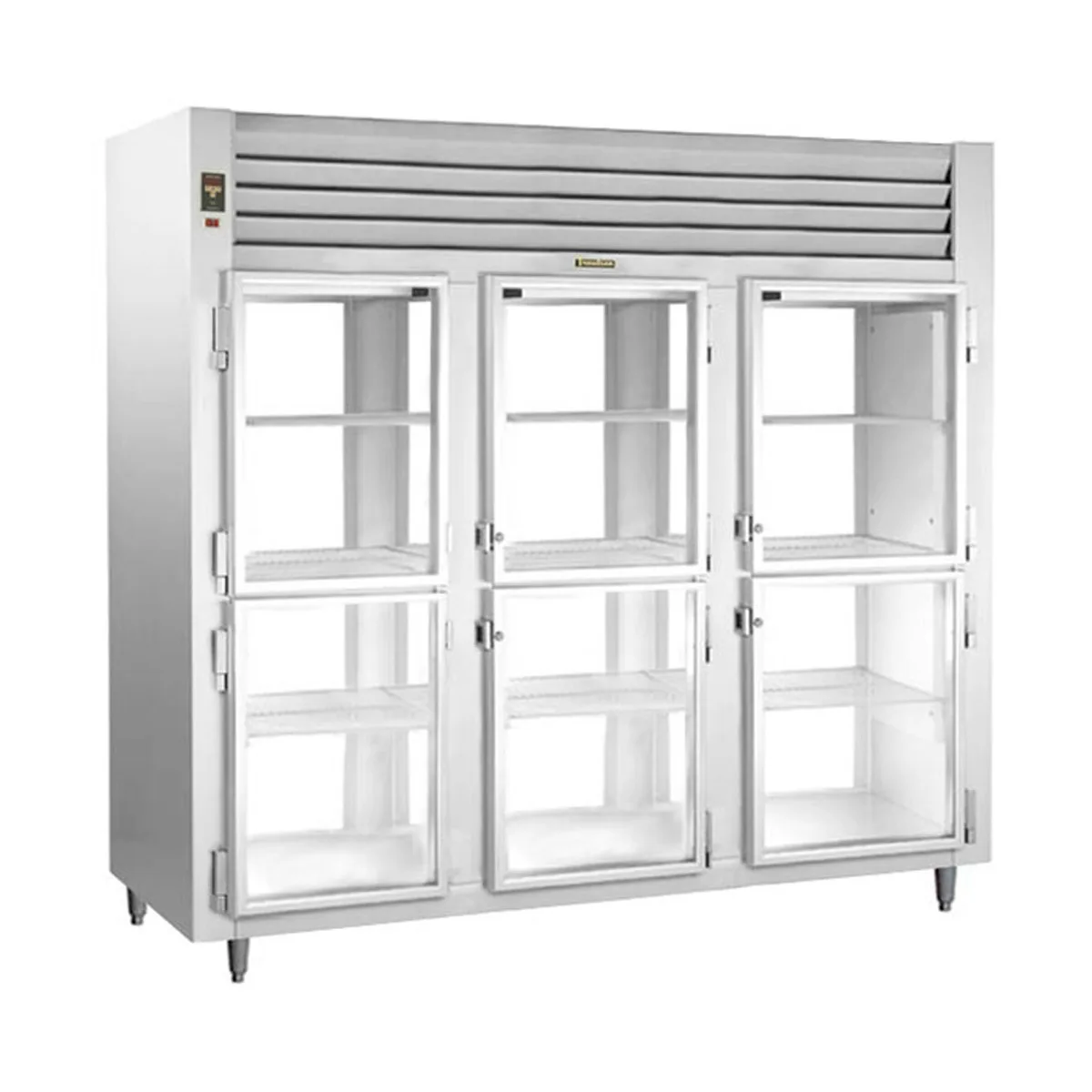 Traulsen RHT332WP-HHG 86" 3-Section Pass-Thru Refrigerator w/ 12 Half Glass Doors, Remote, 84.36 cu. ft.