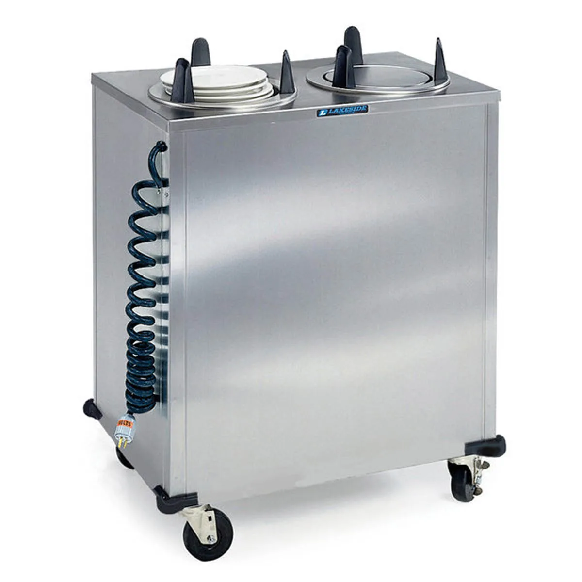 Lakeside 6206 Mobile Enclosed 2-Stack Dish Dispenser w/ 6.5" Dia. Dish Size, Heated