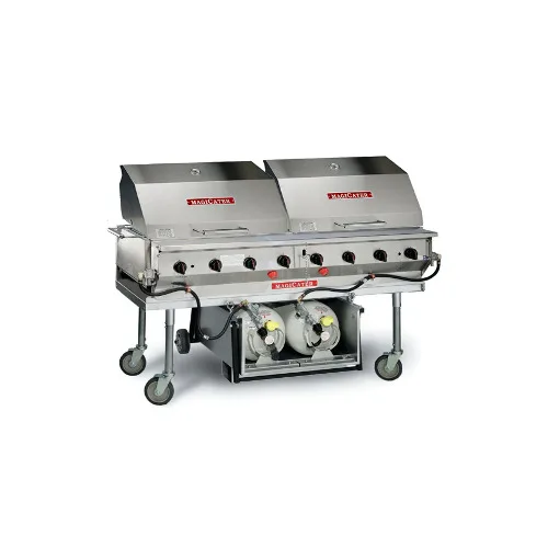 Magikitchn LPAGA-60S-LP 60" LP Gas Outdoor Grill w/ 8 Burner, Tank Caddy, Roll Dome, 160.000 BTU