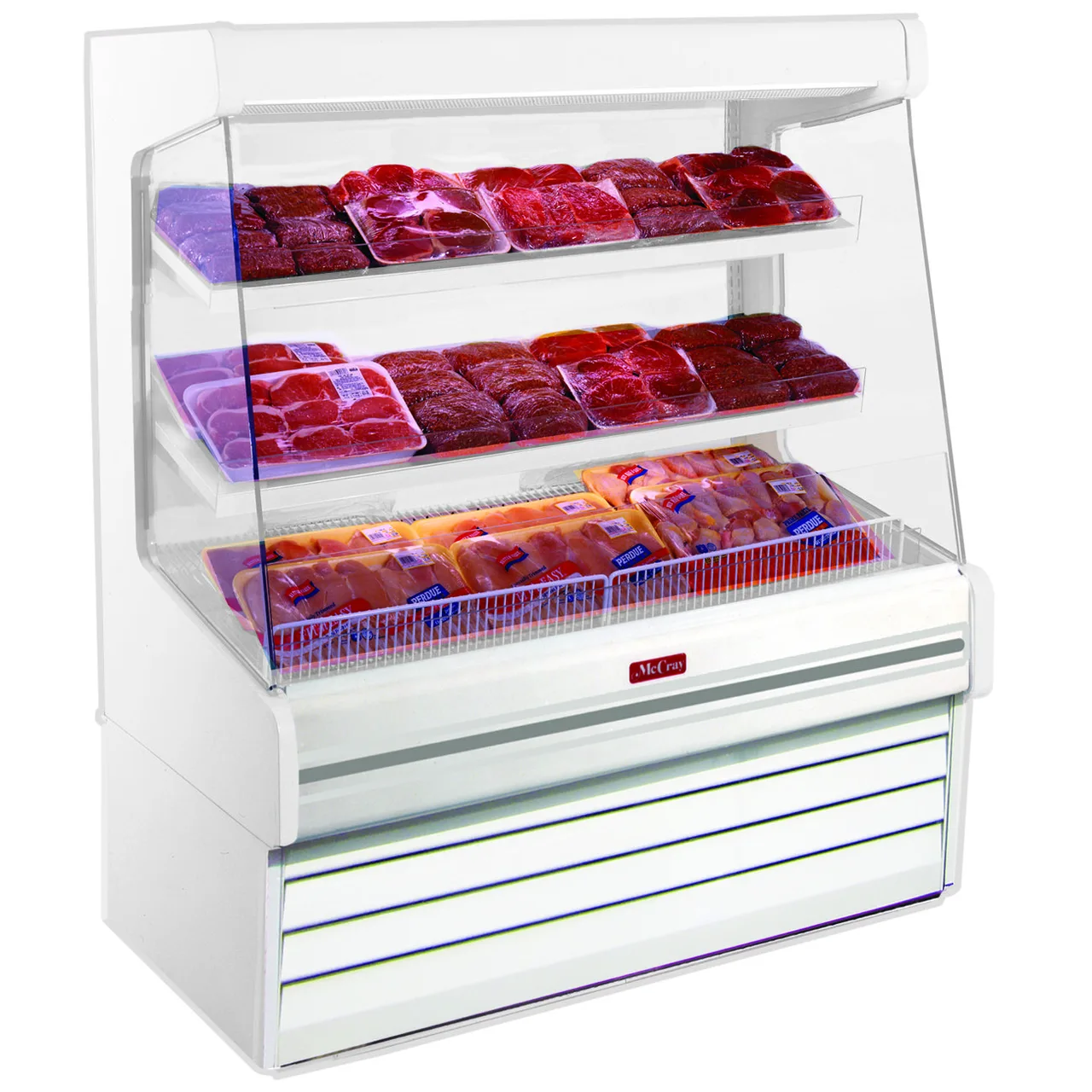 Howard-McCray SC-OM30E-6L-LED 75'' Vertical Meat Open Merhandiser in White, Self-Contained