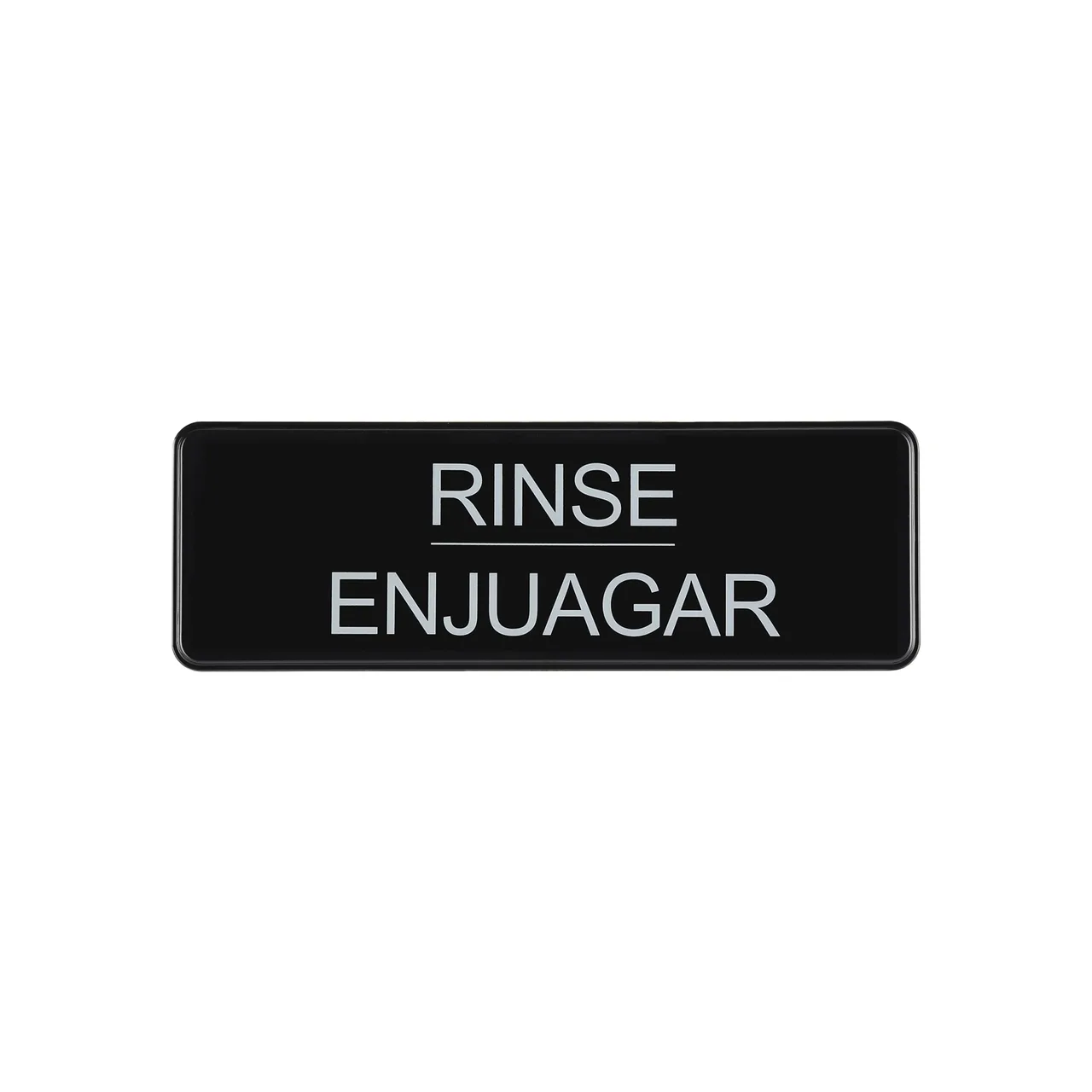 CAC China SCS3-RS04 Compliance Sign, 9" x 3"H, English/Spanish, Rinse, Heavy-Duty Plastic, Black
