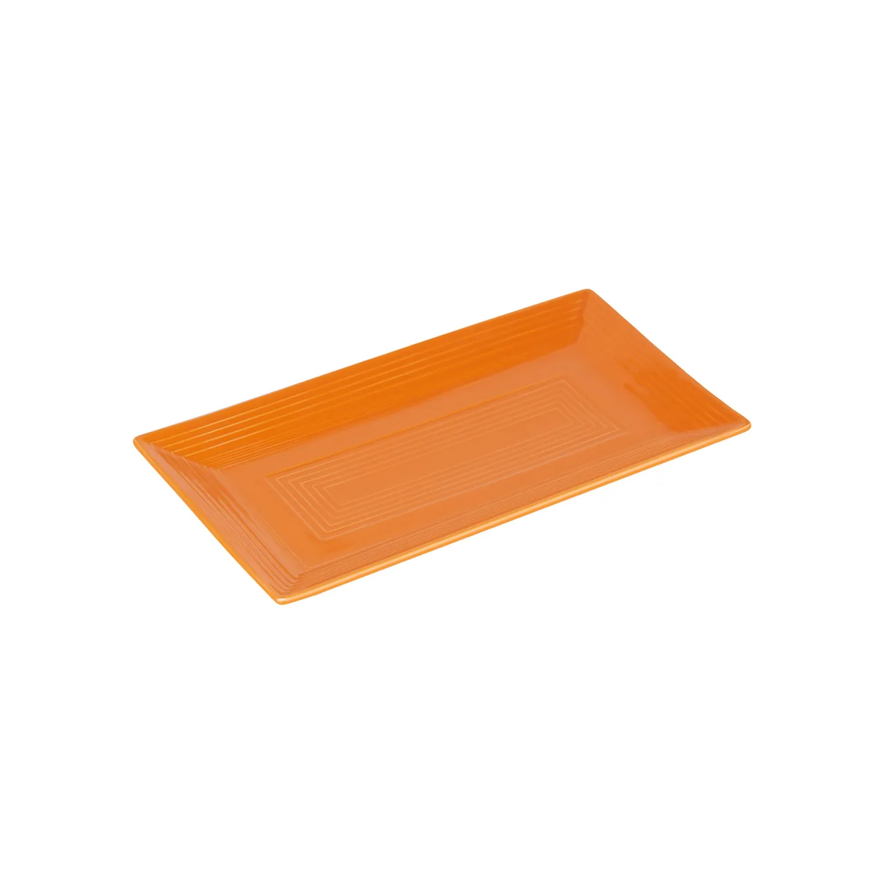 CACChina TG-RT13-TNG Tango Platter 11-5/8" L x 6-3/8" W x 1" H Rim Tangerine Porcelain - Dozen