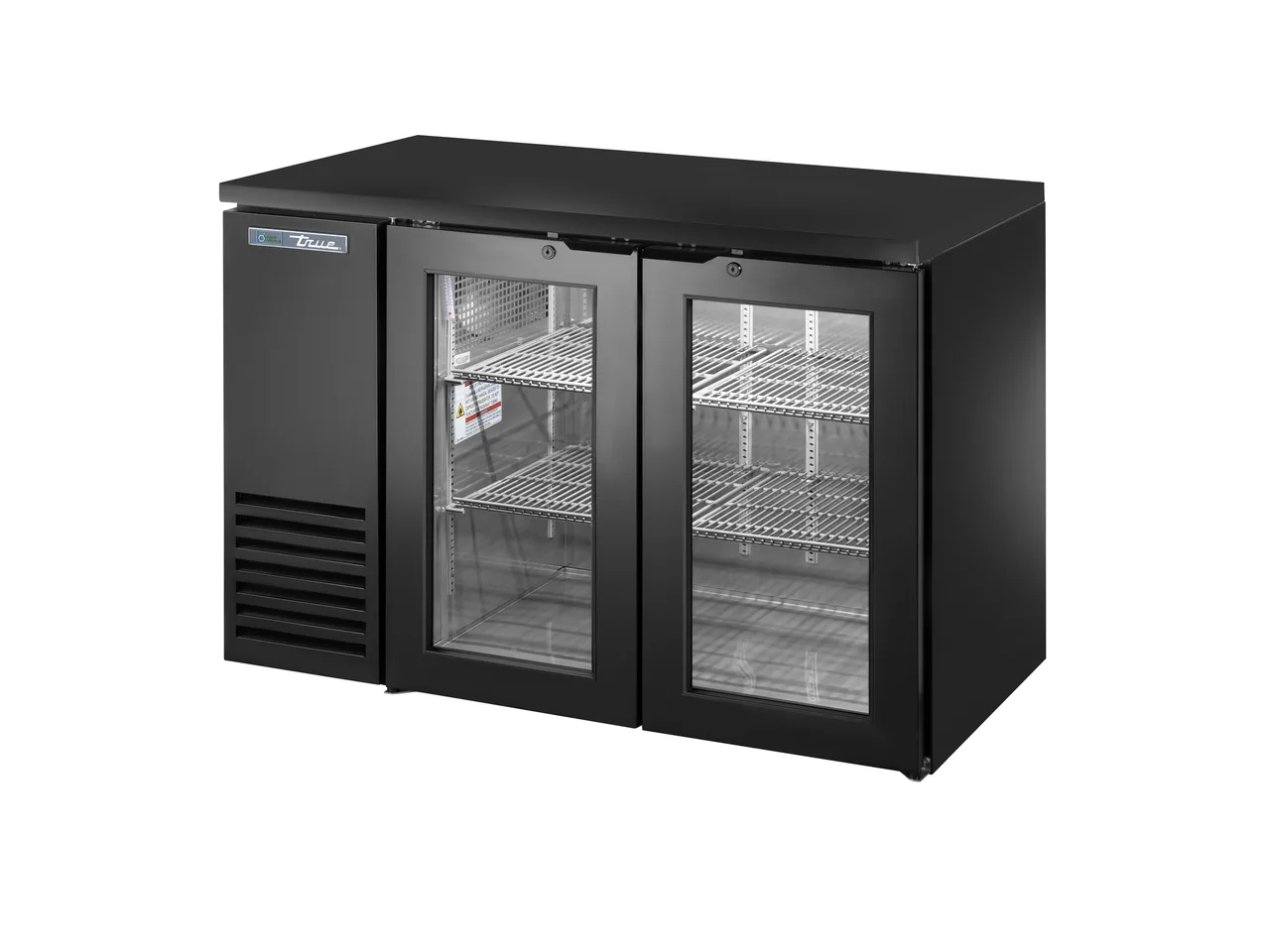 True TBB24-48-2G-Z1-BST-B-1 48" 2‑Sec Cooler, 76 12‑oz Cans, Steel, Doors (Locks), R290, 115V 1/5 HP