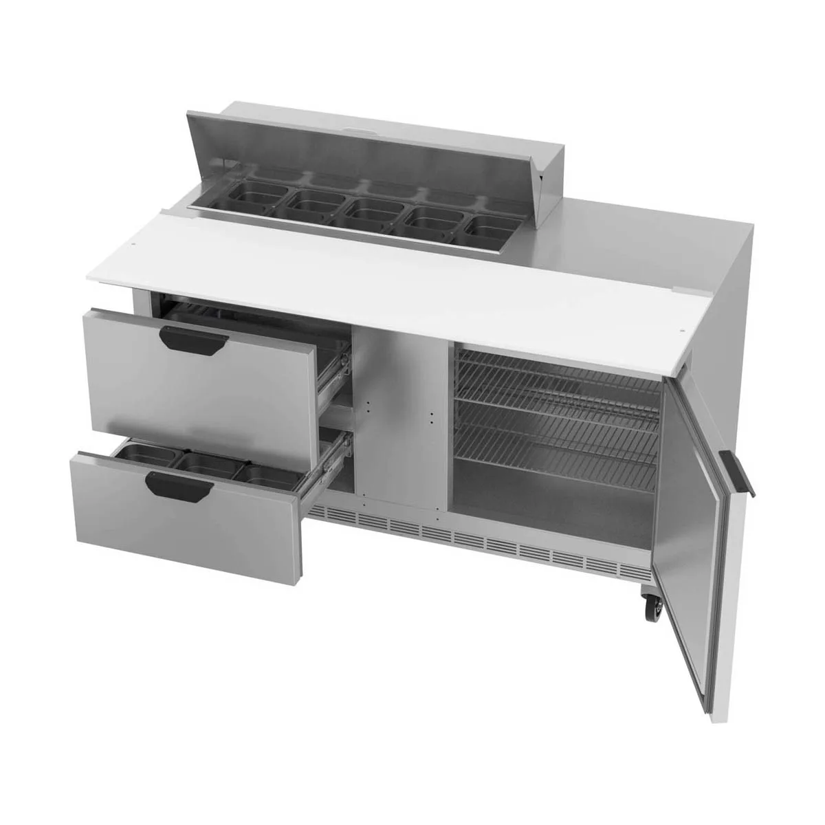 Beverage Air SPED60HC-10C-2 60" Two Section Sandwich/Salad Prep Table w/ 2 Drawers & 1 Door, 10 Pans
