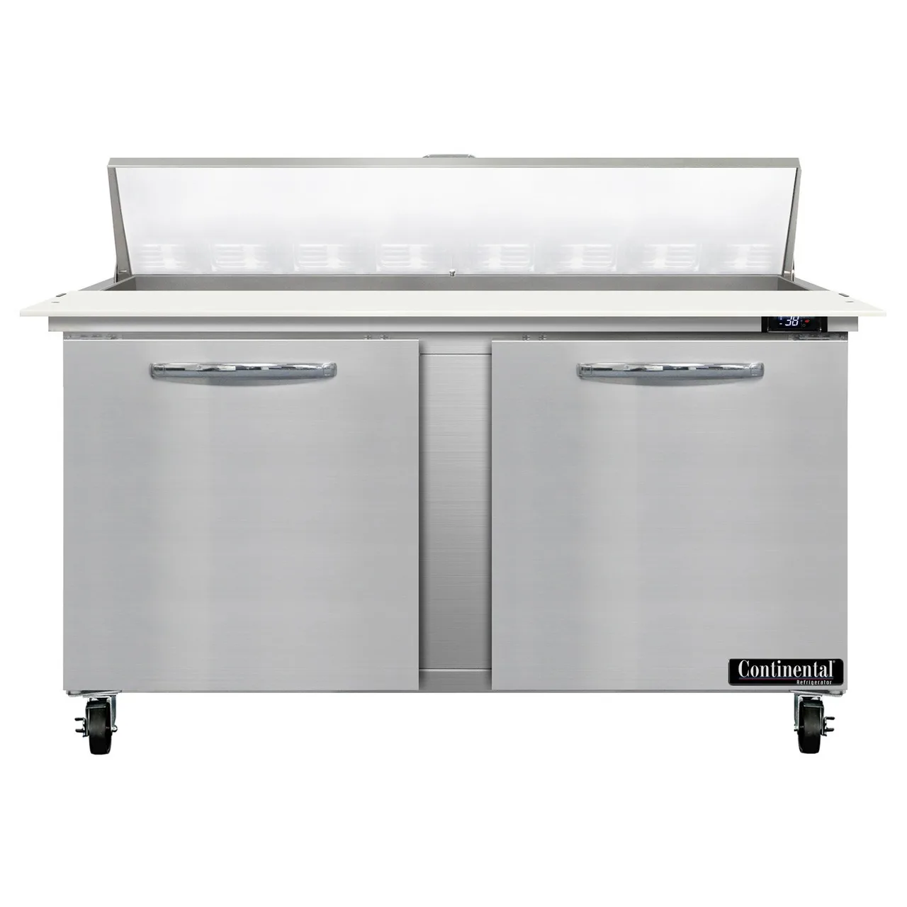 Continental Refrigerator SW60N16C 60" Sandwich / Salad Prep Table w/ 2 Doors, 16 Pans