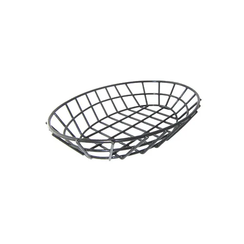 GET 4-34418 Oval Grid Basket, 12" Dia. x 8-1/2"H, Iron Polyethylene Coated, Black