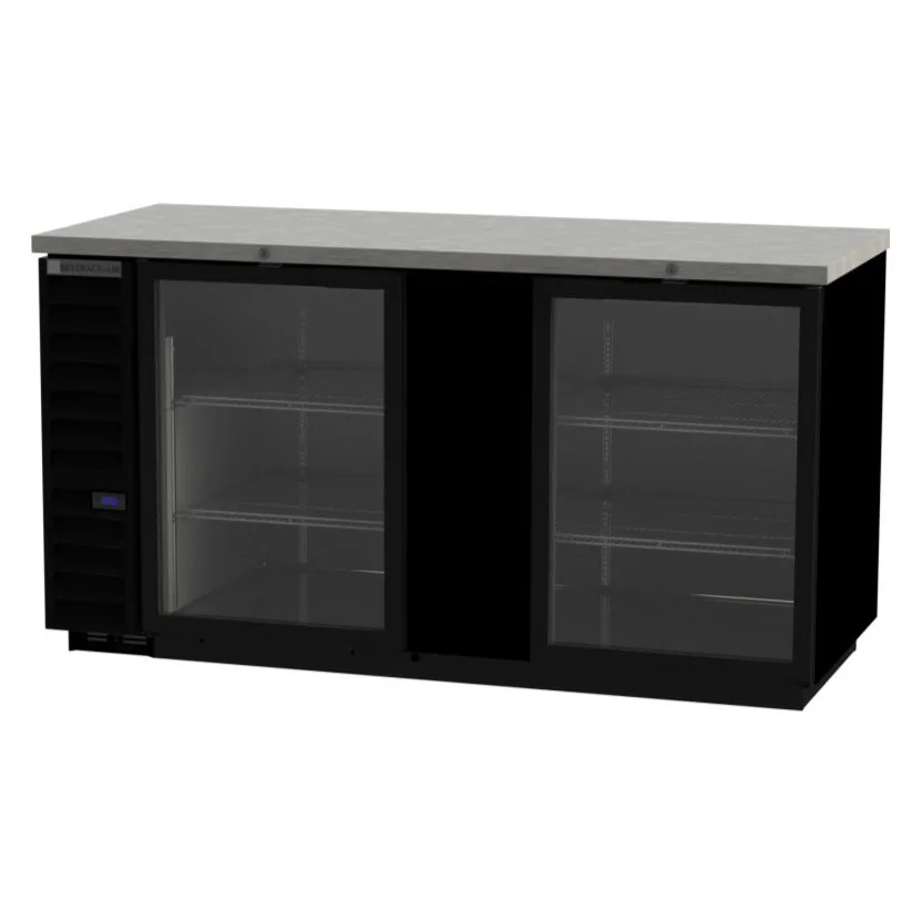 Beverage Air BB68HC-1-FG-B 69" 2 Section Back Bar Refrigerator with Glass Door