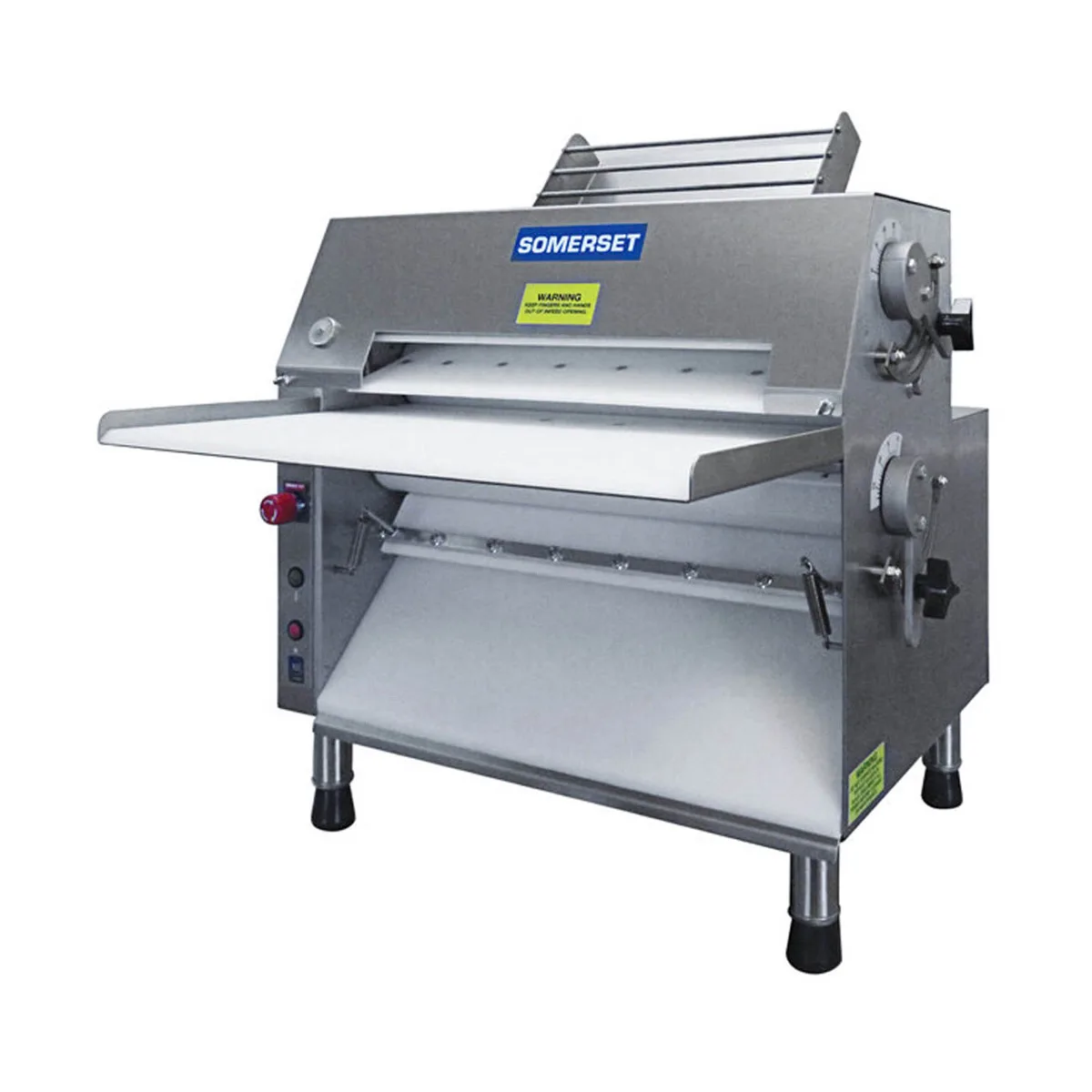 Somerset CDR-2000 Countertop Double Pass Dough Roller, 20" Synthetic Dough Rollers, Front Operation