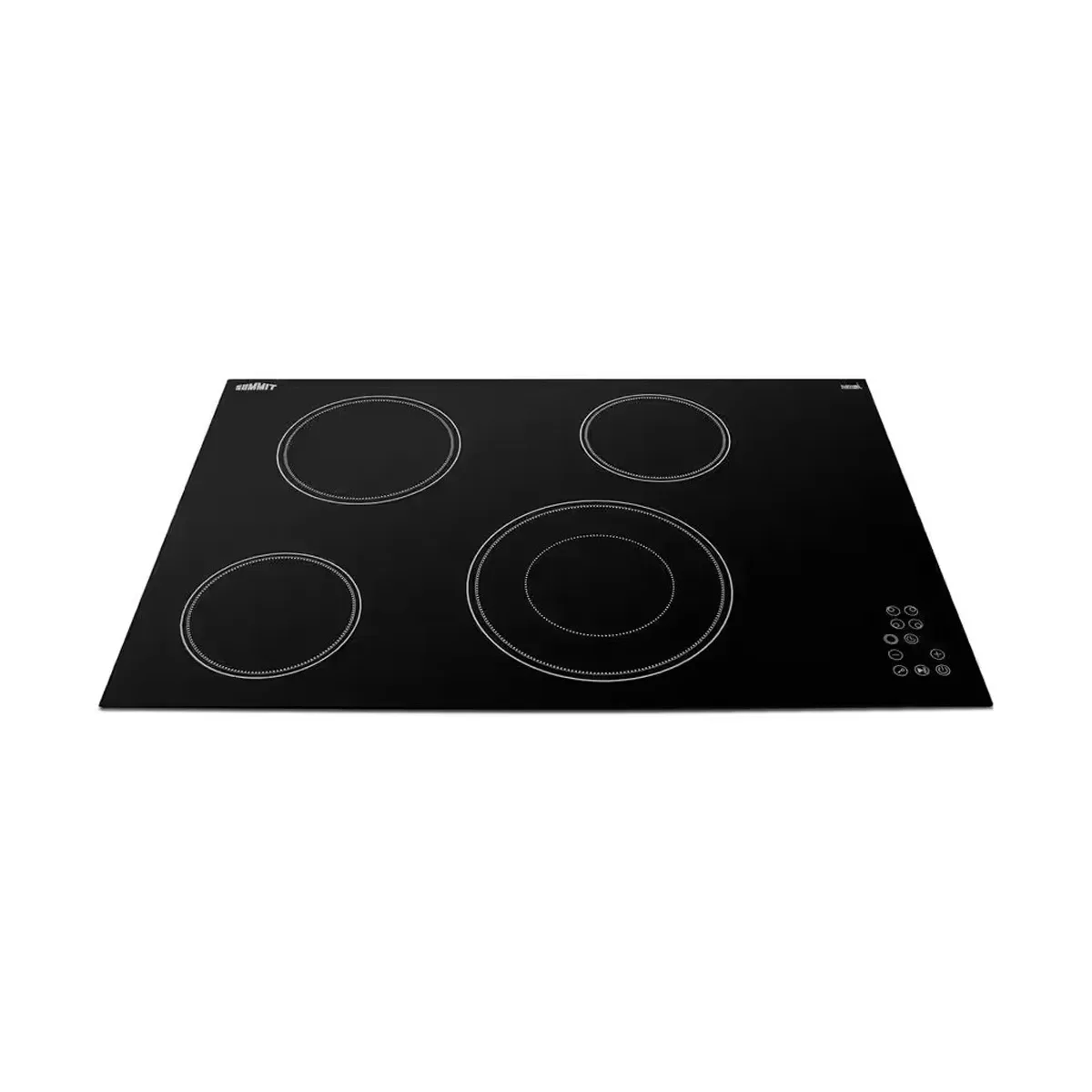 Summit CR4B30T11B 30" Electric Radiant Cooktop w/ (4) Burners, Black Ceramic Glass, Digital Controls, 6.7 kW, 240v
