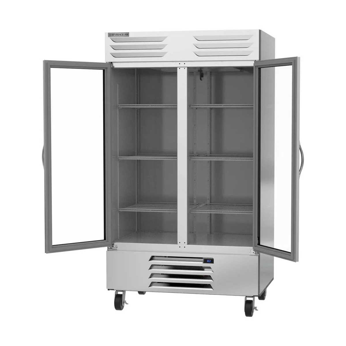 Beverage Air RB44HC-1G 47" Two-Section Reach-In Refrigerator w/ 2 Glass Doors, Bottom Mounted, Aluminum Interior, 44 cu. ft.