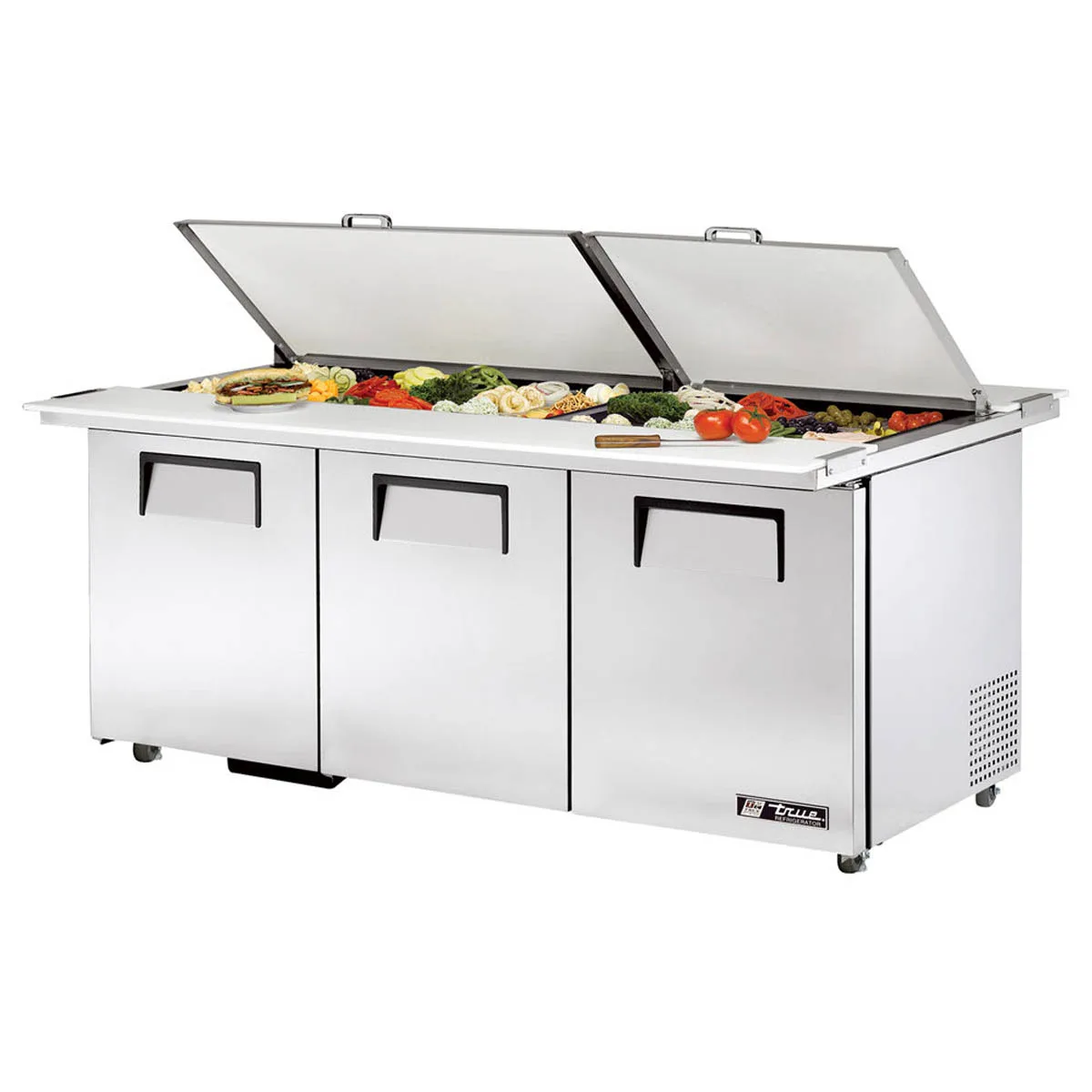 True TSSU-72-30M-B-DS-ST-HC 72" Mega Top Sandwich/Salad Prep Table w/ 3 Doors, 30 Pans