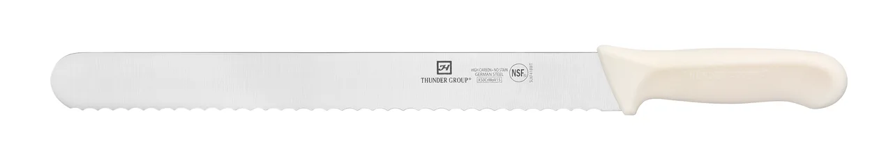 Thunder Group SLKF418WT Slicer, 12" Blade, Wavy Edge, White Polypropylene Handles