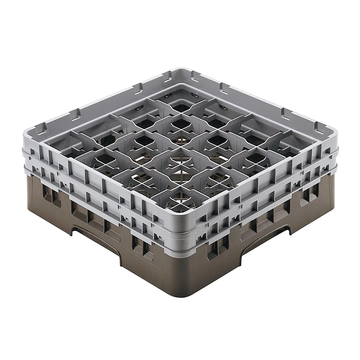Cambro 16S534167 Camrack Glass Rack, Brown, Full Size, 19-3/4 x 19-3/4, 16 Compartments, HACCP Compliant
