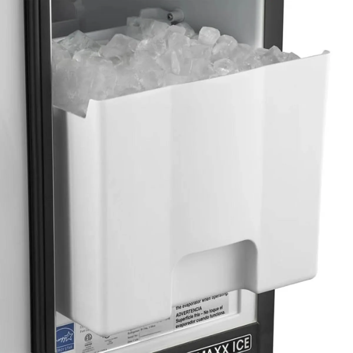 Maxx Ice MIM50 15" Air Cooled Full Cube 60 lb Undercounter Ice Machine with 25 lb Bin, Outdoor