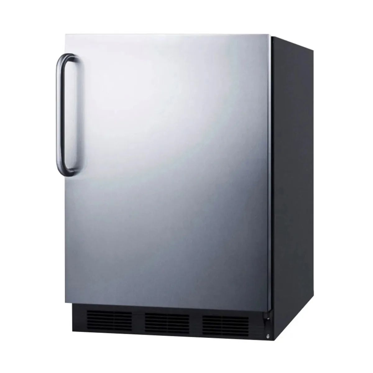 Summit FF7BKSSTB 24" Undercounter Refrigerator in Black, Stainless Steel Door, Towel Bar Handle, 5.5 cu. ft.