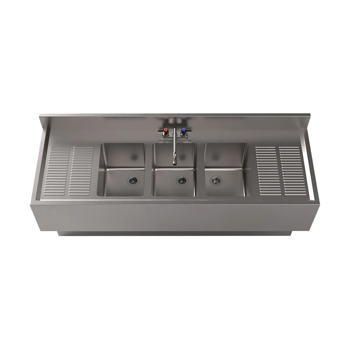 BK Resources UBB-21-360TS Underbar Sink Units, 3 Compartment with 2 Drainboards