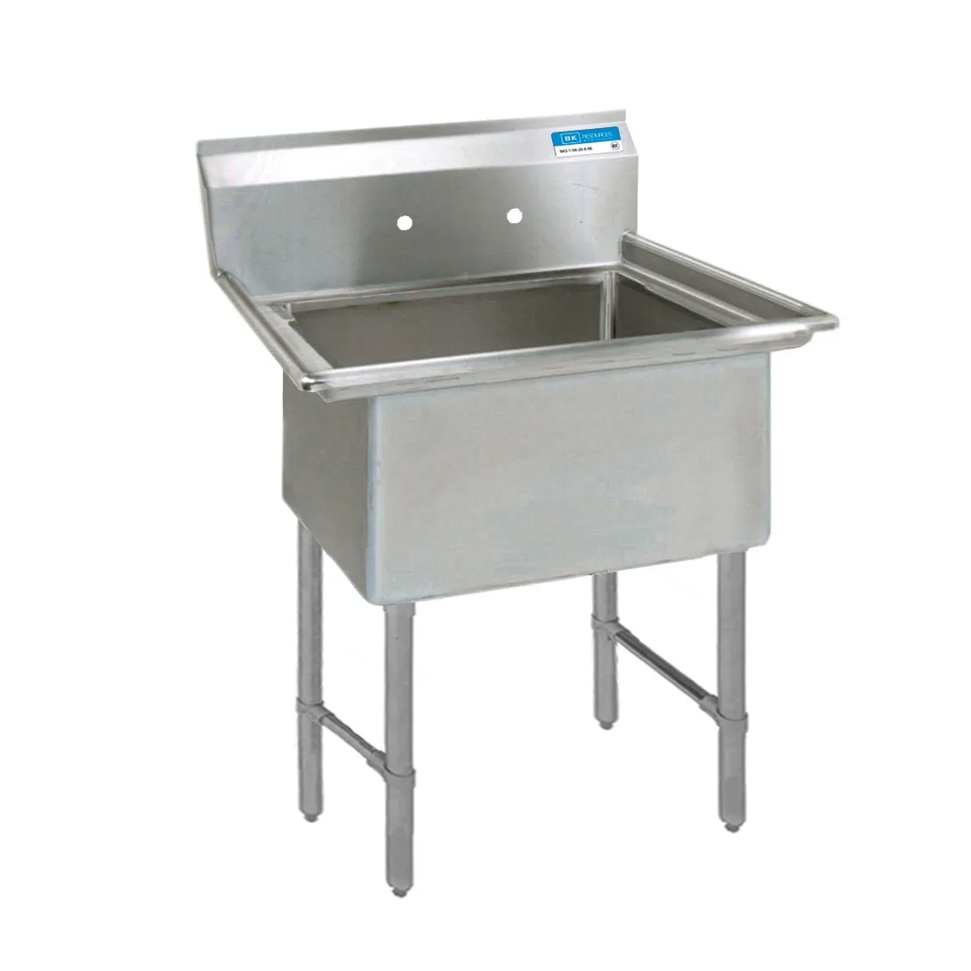 BK Resources BKS-1-20-12S One Compartment Sink, 25"W X 25-13/16"D X 43-3/4"H