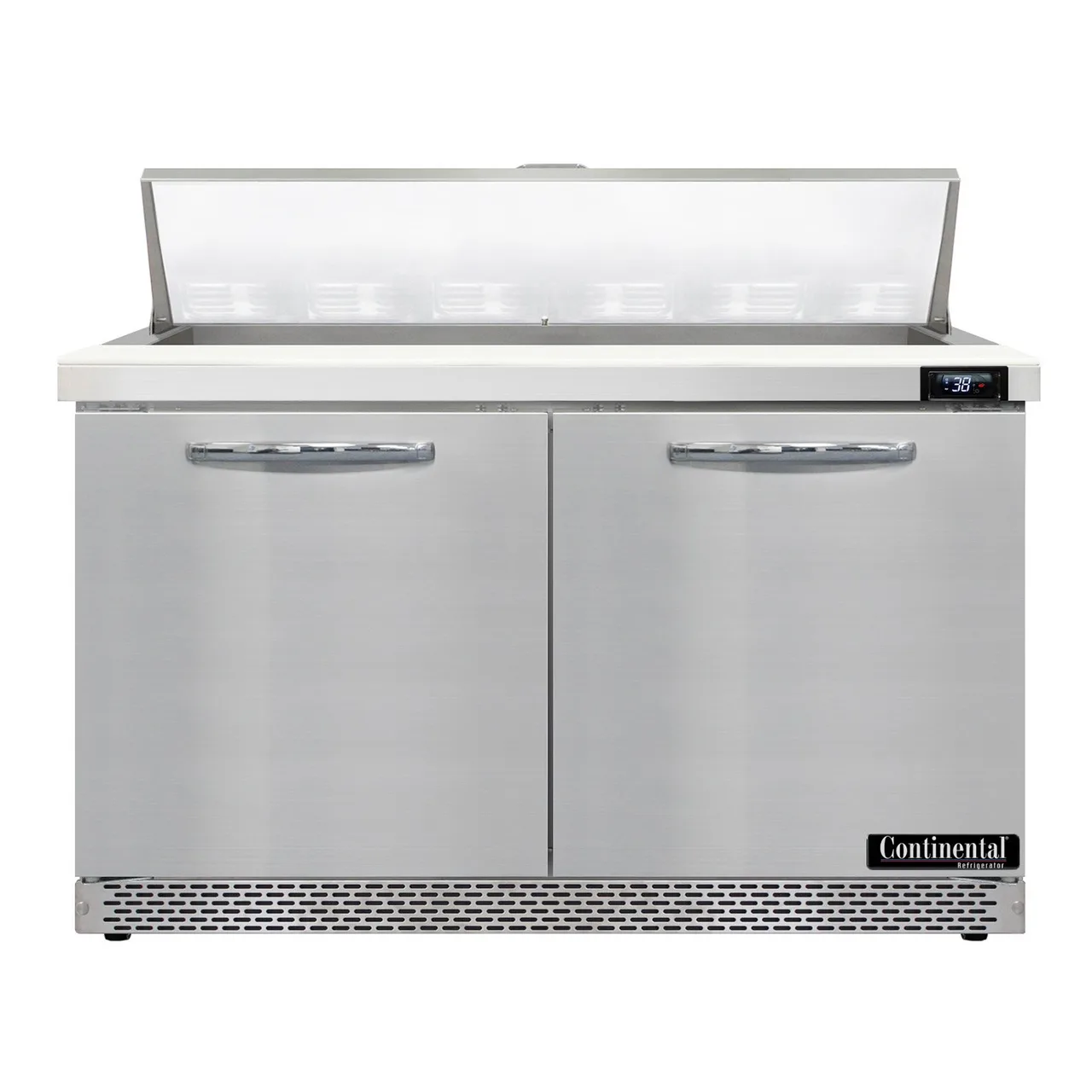Continental Refrigerator SW48N12-FB 48" Two Section Sandwich / Salad Prep Table w/ 2 Doors, 12 Pans
