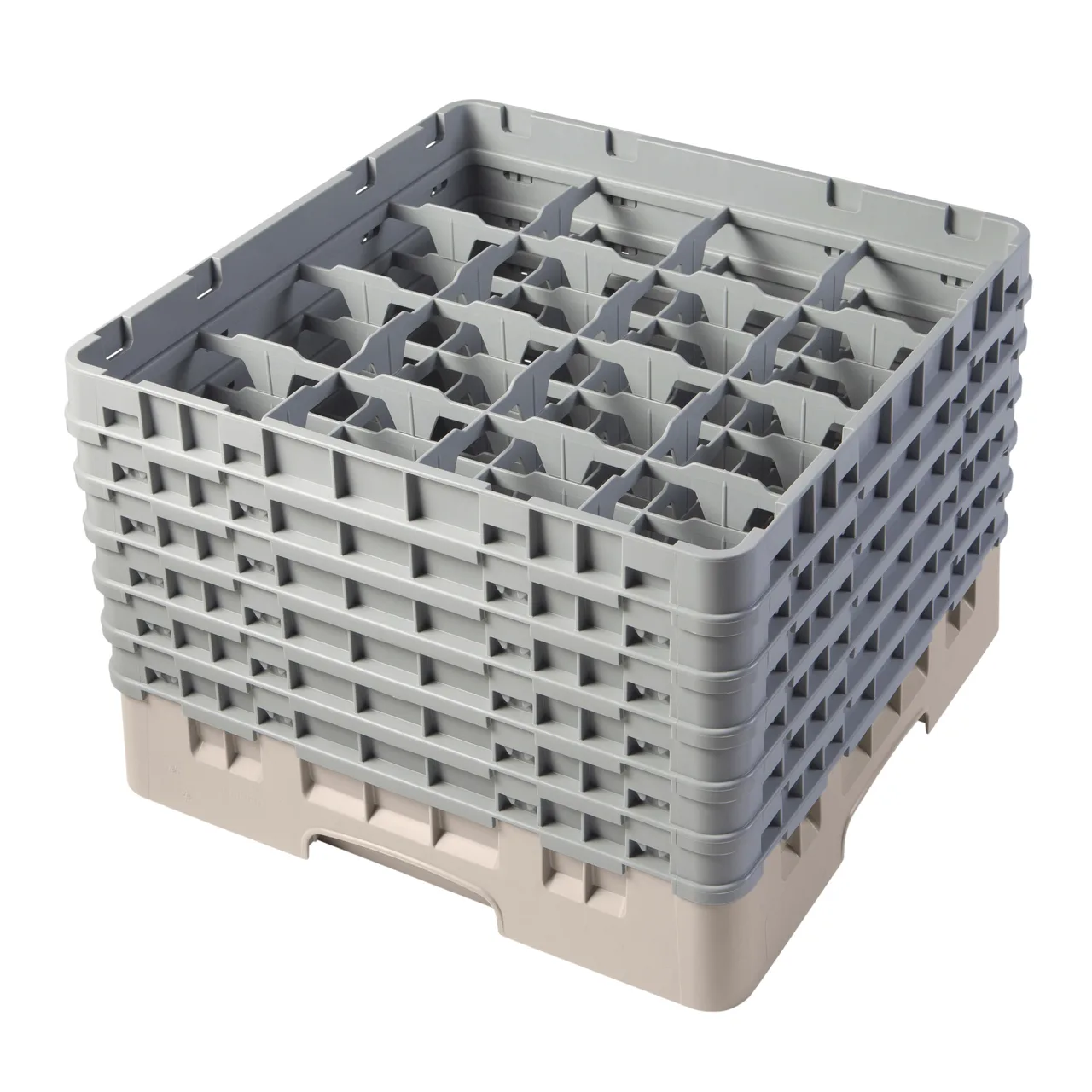 Cambro 16S1114184 Camrack Glass Rack, Full Size, 19-3/4 x 19-3/4, Beige, 16 Compartments, 4-3/8 Max Dia, HACCP