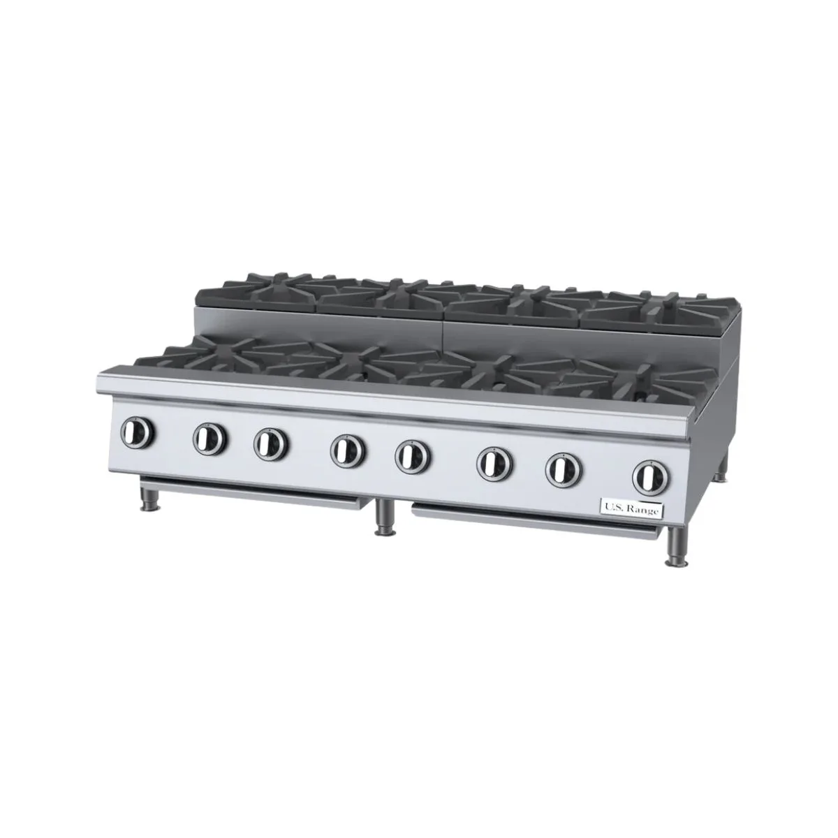 Garland US Range UTOG48-SU8 48" Countertop Heavy Duty Step-Up Gas Hotplate with (8) Burners, 240.000 BTU