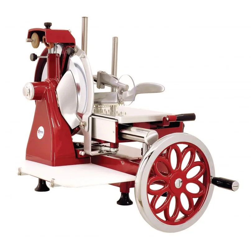 Omcan USA 26074 Trento Volano Meat Slicer – 14" Carbon Steel Blade, Manual Feed, Variable Thickness, Aluminum Body