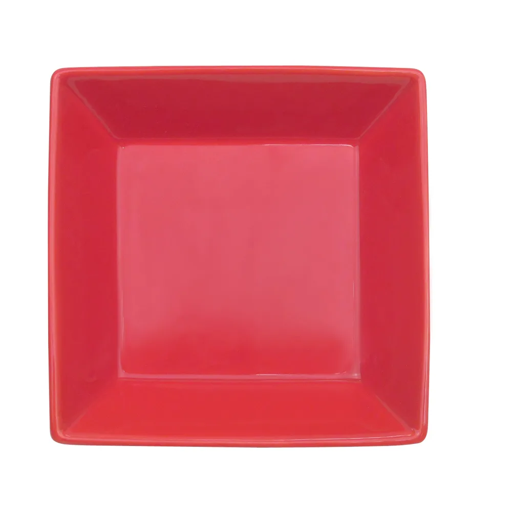 CAC China KC-B8-R Color Arts Square Bowl, 42 Oz., 8" x 8" x 2-3/8", Ceramic, Red - Dozen