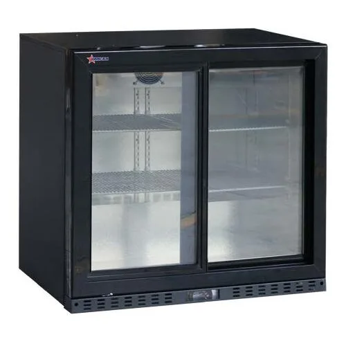 Omcan USA 47587 Refrigerated Back Bar Cabinet w/ 7 Cu Ft Capacity, 2 Glass Doors, Black