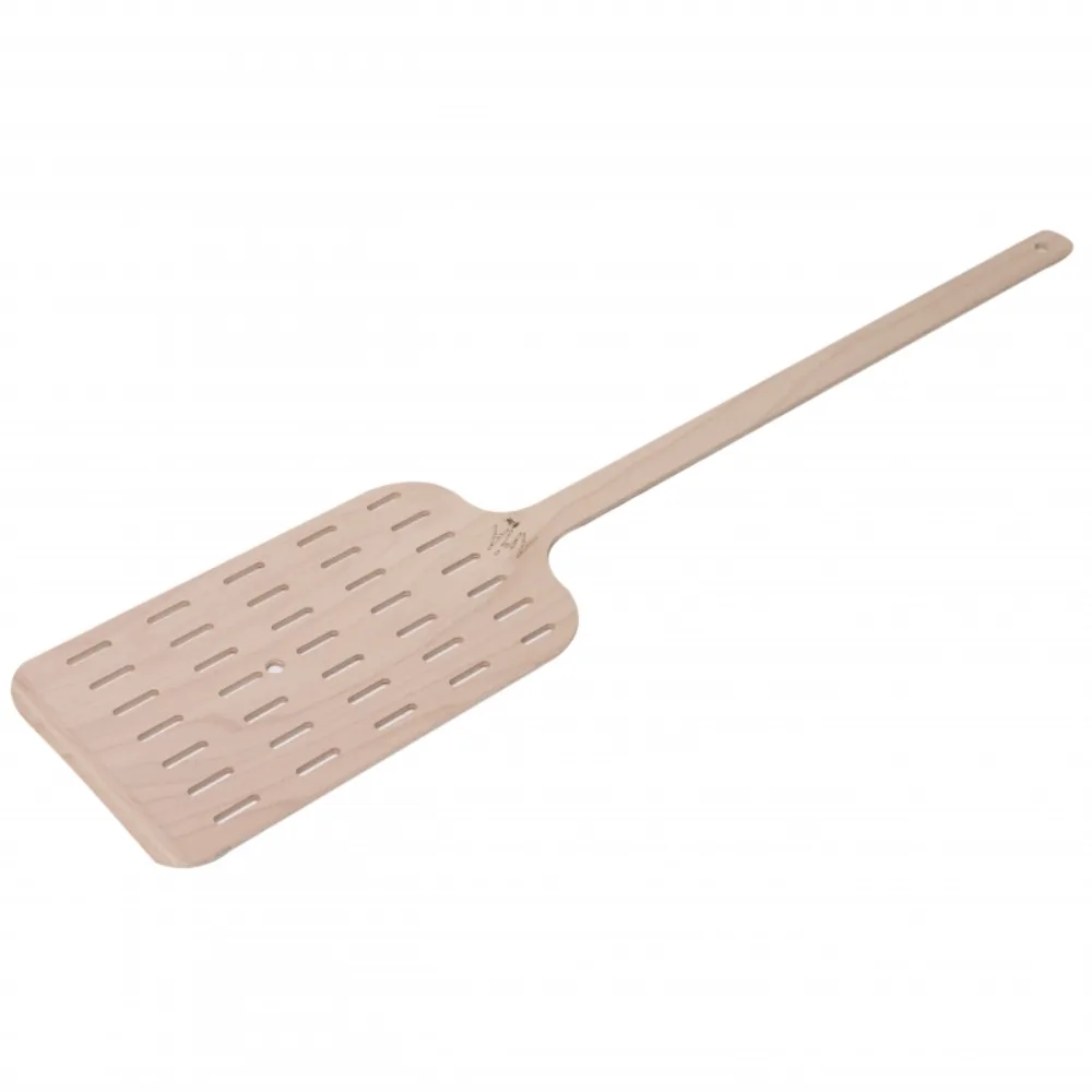 Omcan USA 81288 Pizza Peel – 15.7" x 9.4" Beech Wood Blade, 30" Handle, Perforated, Rectangular