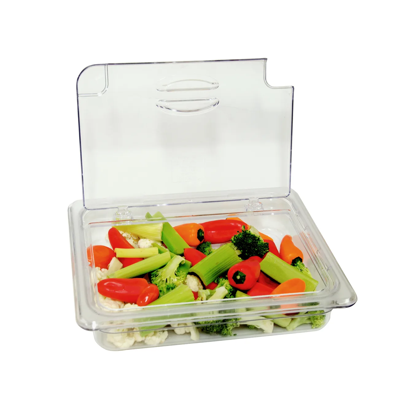 Omcan USA 43639 Flip N Lid, 1/2‑Size Polycarbonate Food Pan Cover, Spoon‑Notched, NSF, Microwave Safe