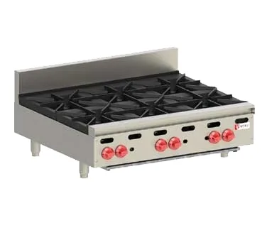 Wolf AHP636 36" Countertop Gas Hotplate with (6) Burners, Manual Controls, 180.000 BTU