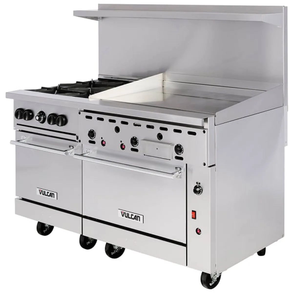 Vulcan 60SS-4B36GT 60" Gas Restaurant Range w/ (4) Open Burners, 36" Griddle Right w/ Thermostatic Controls, (2) Standard Ovens, 238.000 BTU