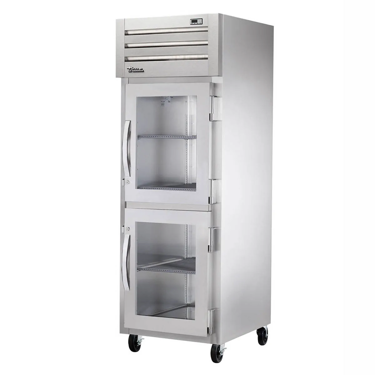 True STA1R-2HG-HC 27" 1-Section Reach-In Refrigerator w/ 2 Glass Half Doors, Top Mounted, Aluminum Interior-Stainless Floor
