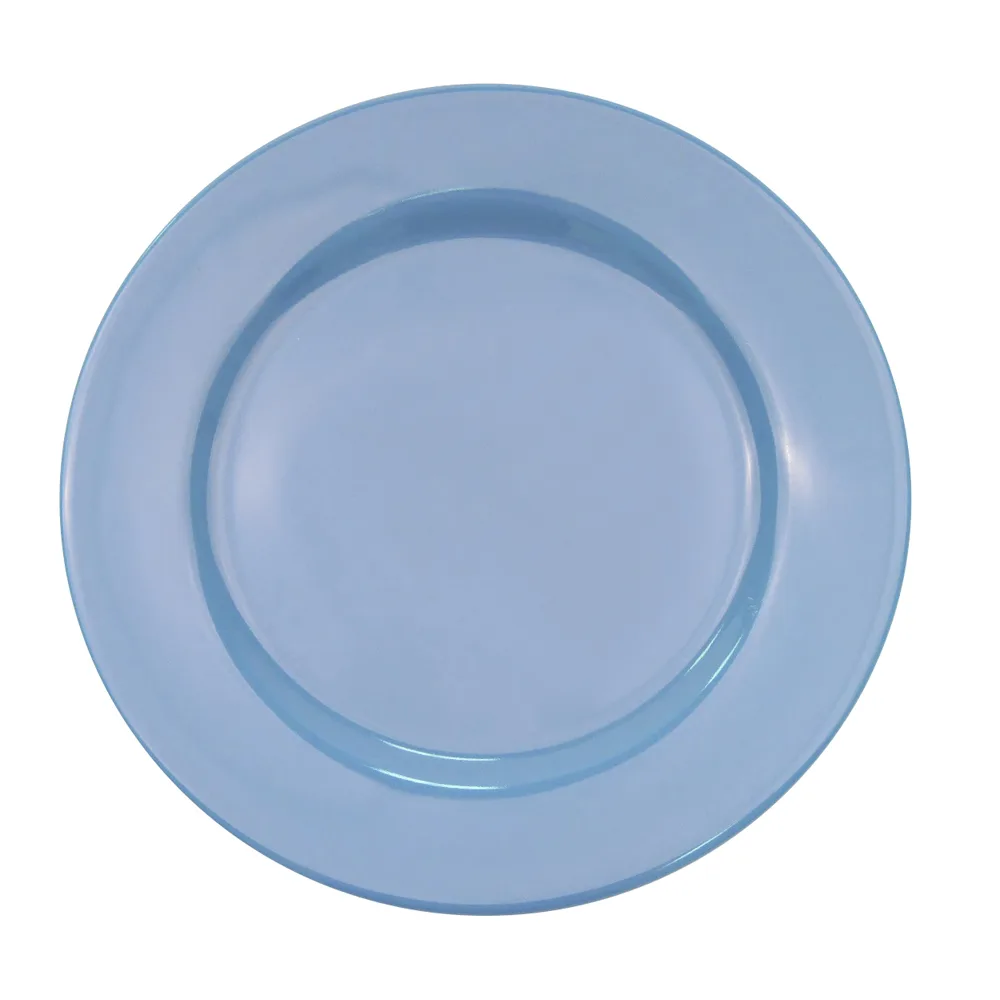 CAC China LV-9-LBU Light Blue Stoneware Plate, 9-3/4" Dia. x 1" H, Rolled Edge - Dozen