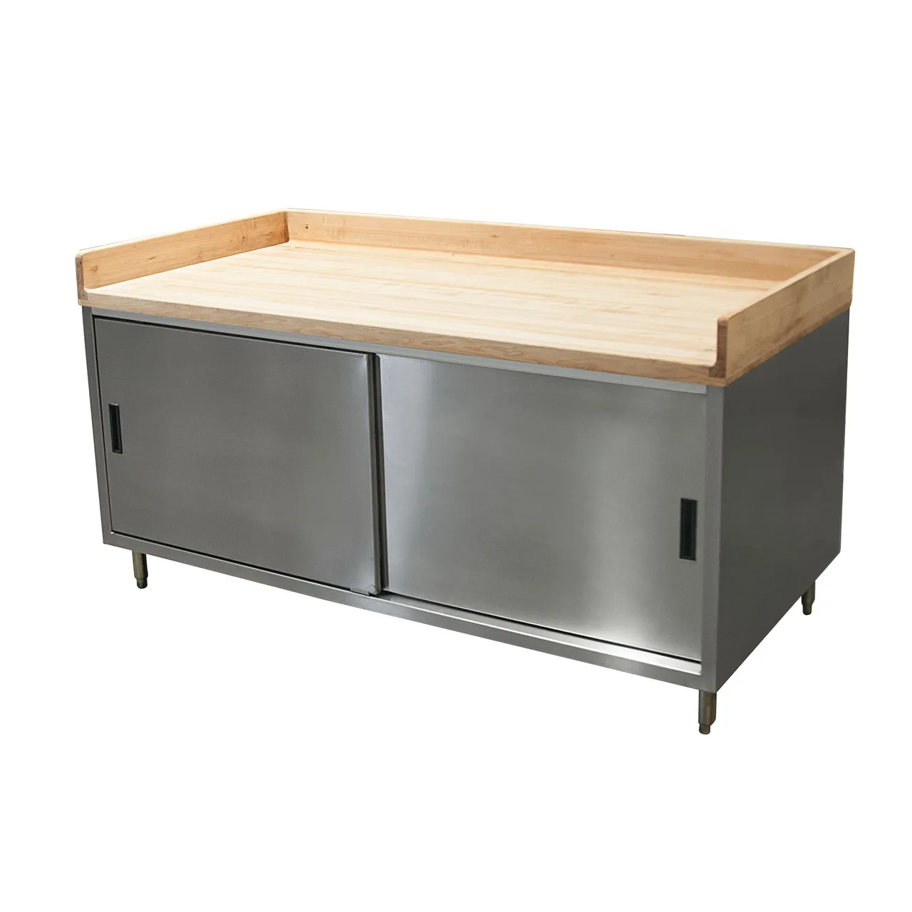 BK Resources CMBT-3672S Chef Table, Cabinet Base with Sliding Doors