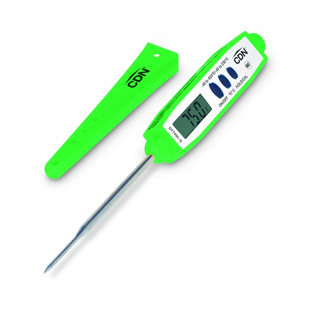 CDN DTT450-G Pocket Thermometer -40 to +450°F, Fast 6s Response, Waterproof Green, 2.75" Stem, NSF