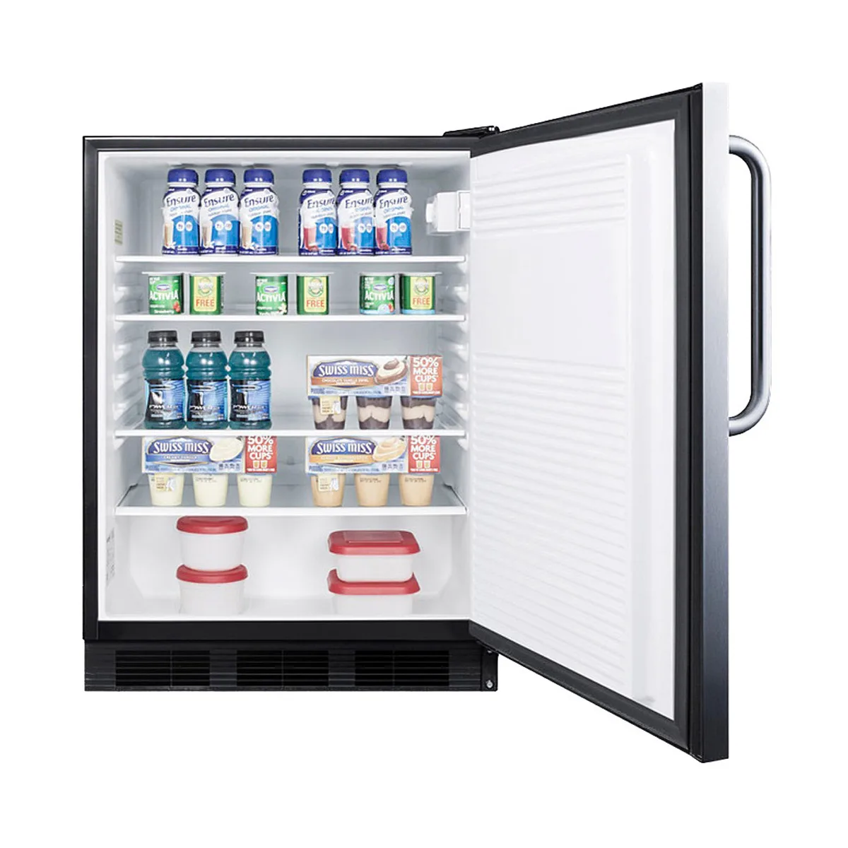 Summit FF7BKCSSADA 24" Built-in or Freestanding Undercounter Refrigerator in Stainless Steel, ADA Compliant, 5.5 cu ft