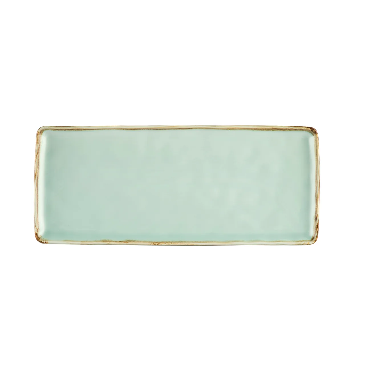 CAC China PMS-RT41-G Platter, 14" L x 6" W x 1/2" H Porcelain Light Green Reactive Glaze - Dozen