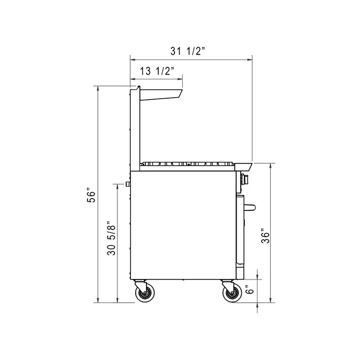 Dukers Appliance Co DCR36-4B12GM 36" Gas Restaurant Range w/ (4) Open Burners, 12" Griddle, (1) Standard Oven, 195.000 BTU 