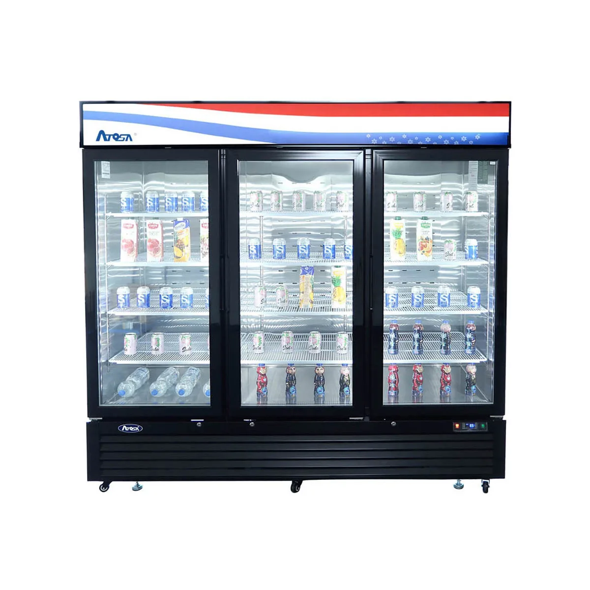 Atosa USA MCF8728GR 81" 3 Glass Door Freezer Merchandiser in Black, 68 cu. ft.