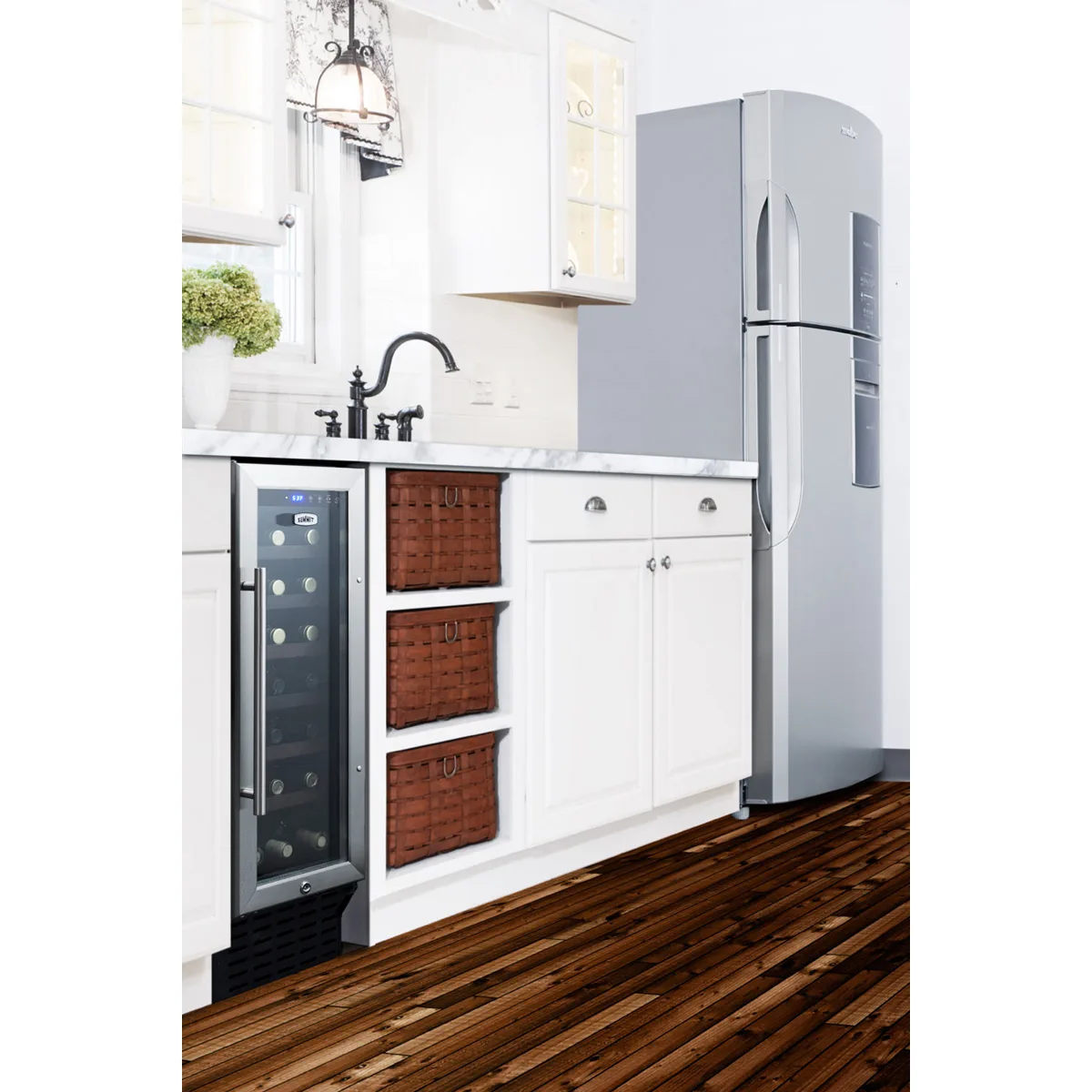 Summit SWC1224B 12" Glass Door Wine Refrigerator, Single Temperature, 21 Bottles
