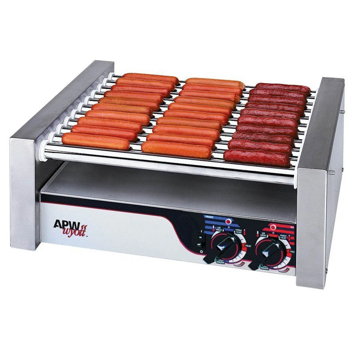 APW Wyott HR-20 X*Pert™ Hotrod® Hot Dog Grill, (11) Chrome Surface Rollers