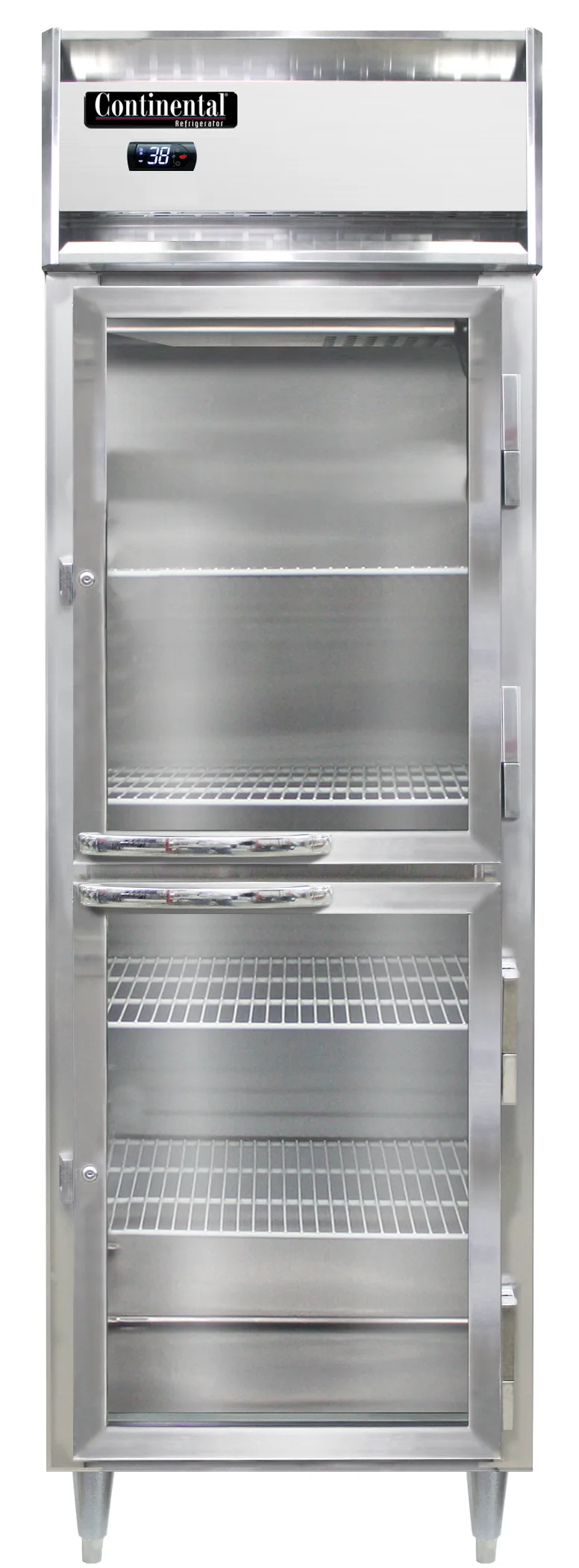 Continental Refrigerator DL1W-SS-PT-HD-GD-SD 1-Section "21 cu ft" Pass-Thru Heated Holding Cabinet, Stainless Steel, Half-Height Glass & Stainless Steel Doors